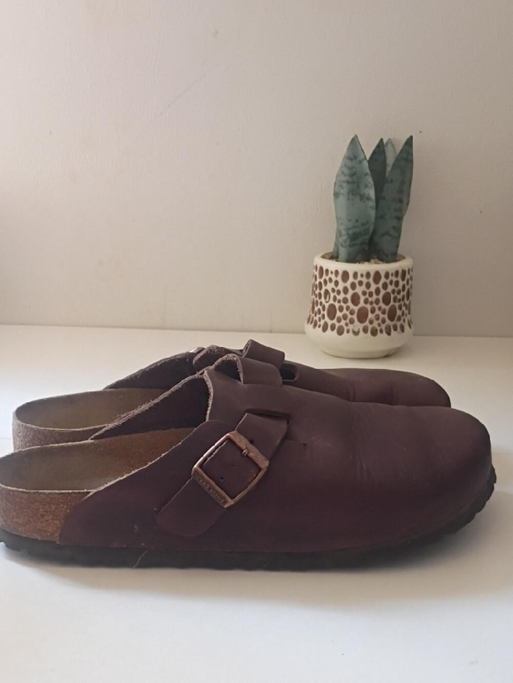 Birkenstock Boston Clogs Brown Leather Size 40 US Women's 9-9.5